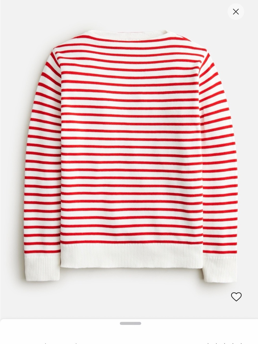 J. Crew White and Red Striped Crewneck Sweater